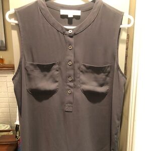 LOFT Dark Gray Sleeveless Blouse Size Medium Petite